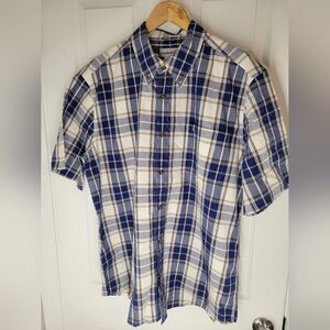 Carhartt Shirt Men XL Blue White Plaid Button Down Adult Dad Relaxed Fit  Top